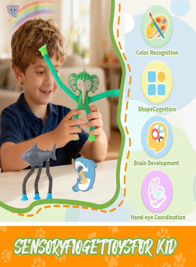 yewfall Valentines Day Gift for Kid Toddlers Boy Year Italian Brainrot Pop Tubes Fidget Sensory Toys for Toddlers,4Pcs Travel Toys with Suction Cups for Airplane Car Activities, Screen-Free Fun for Boys Girls - Image 3